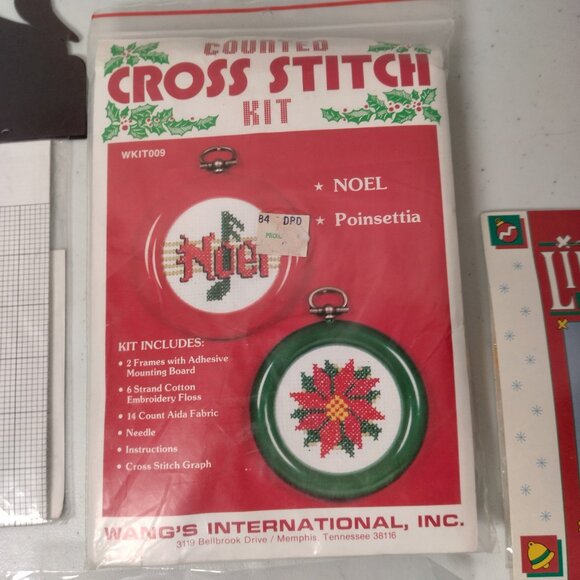 Christmas Cross Stitch Kit Lot of 6 Mixed Projects Ornaments Card Display Stand - Picture 4 of 14
